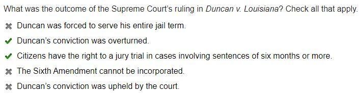 What was the outcome of the supreme courts ruling in duncan v. louisiana ?-example-1