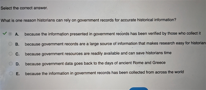 What is one reason historians can rely on government records for accurate historical-example-1