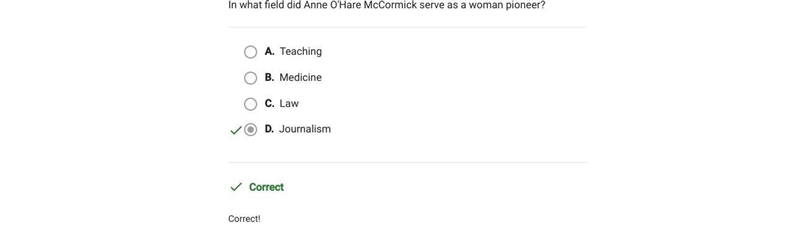 In what field did anne o'hare mccormick serve as a woman pioneer apex-example-1