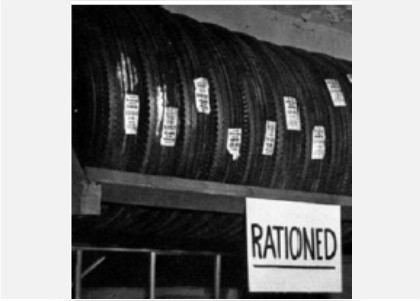 Rationing of tires shown in the photograph is MOST likely to be caused by-example-1