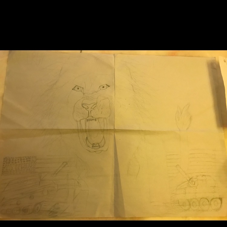 My U. S history teacher assigned me to do a WW1 propaganda poster. I drew a lion representing-example-1