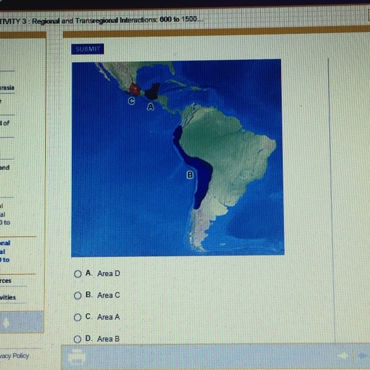 Study the map. Which of the shaded areas represents the Inca civilization-example-1