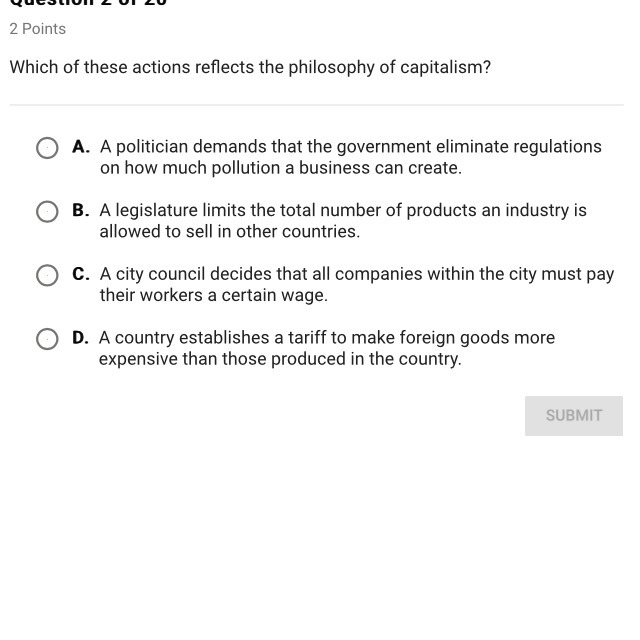 Which of these actions reflects the philosophy of capitalism-example-1