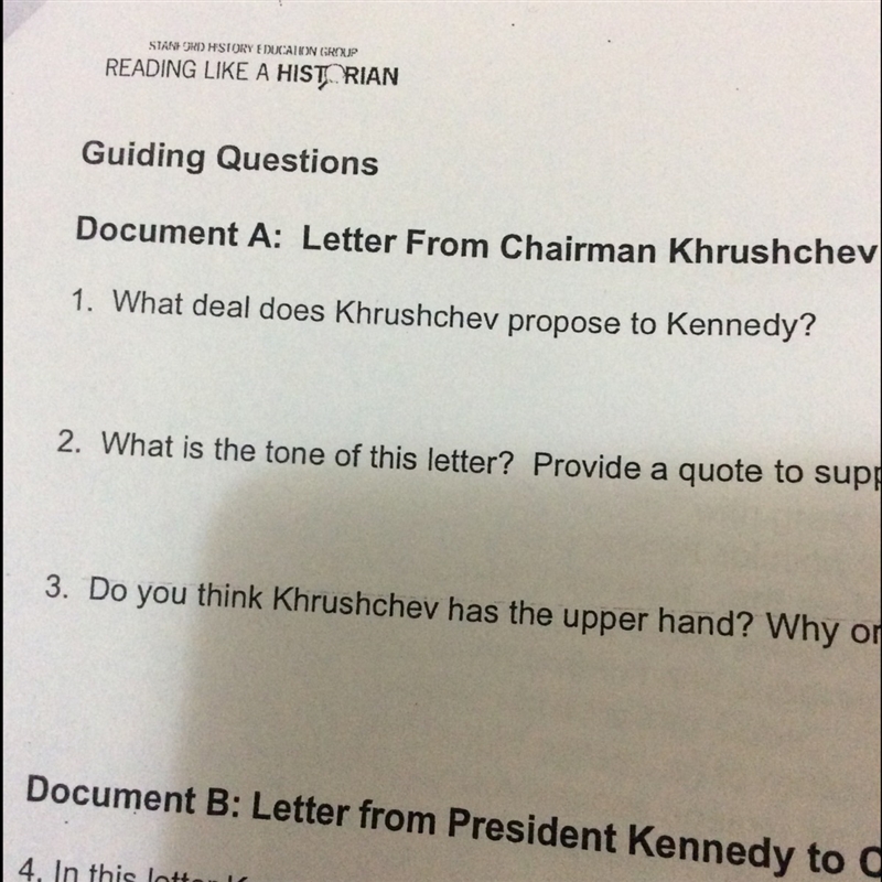 What deal does Khrushchev propose to Kennedy?-example-1