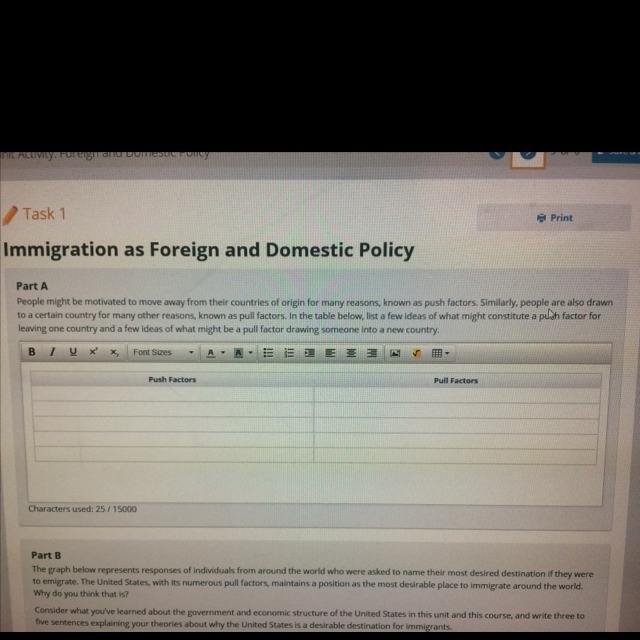 In the table below, list a few ideas of what might constitute a push factor for leaving-example-1