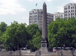 Which of these pictures shows an obelisk? Image for option 1 Image for option 2 Image-example-1