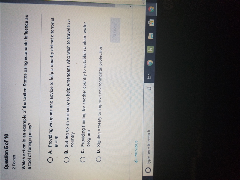 Which action is an example of the United states using economic influence as a tool-example-1