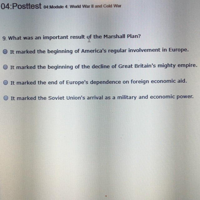 What was an important result of the Marshall plan ?-example-1