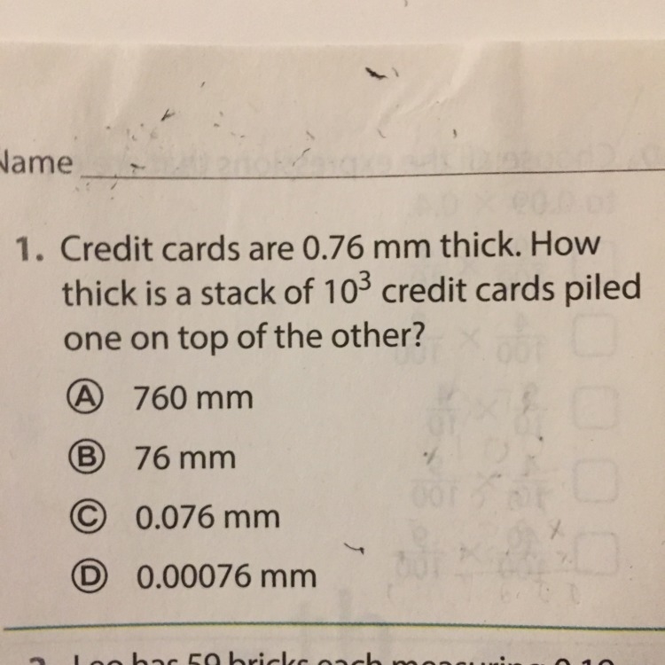 How thick is the stack of credit cards-example-1