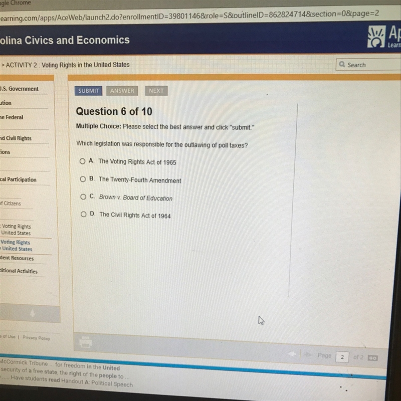 Which Legislation was responsible for the outlawing of poll taxes ?-example-1