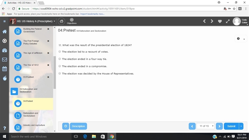 What was the result of the presidential election of 1824?-example-1