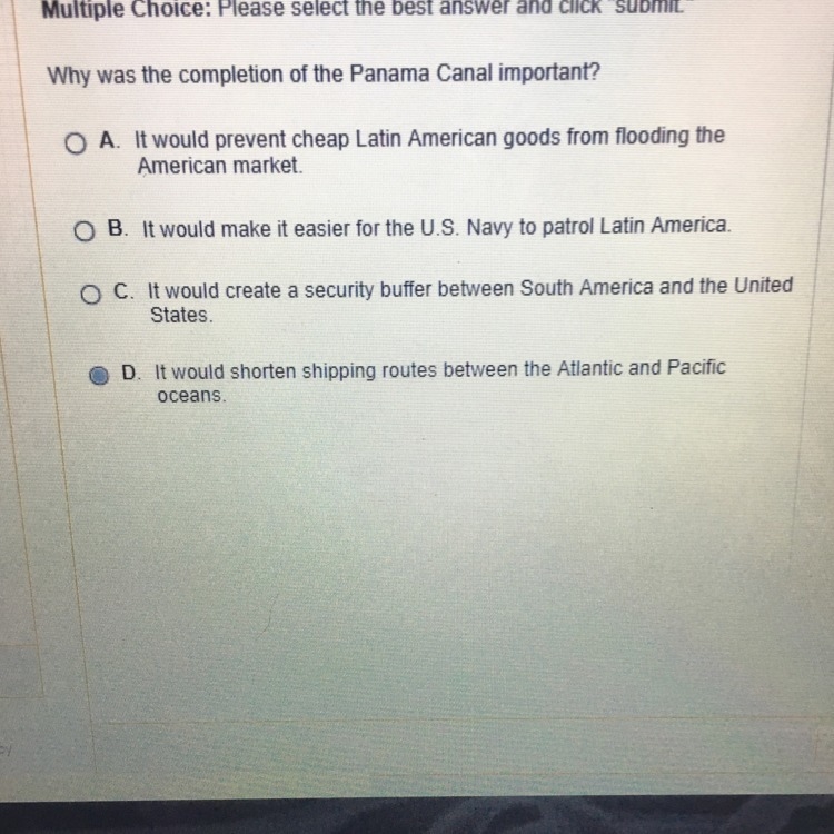 Why was the completion for the panama canal important?-example-1