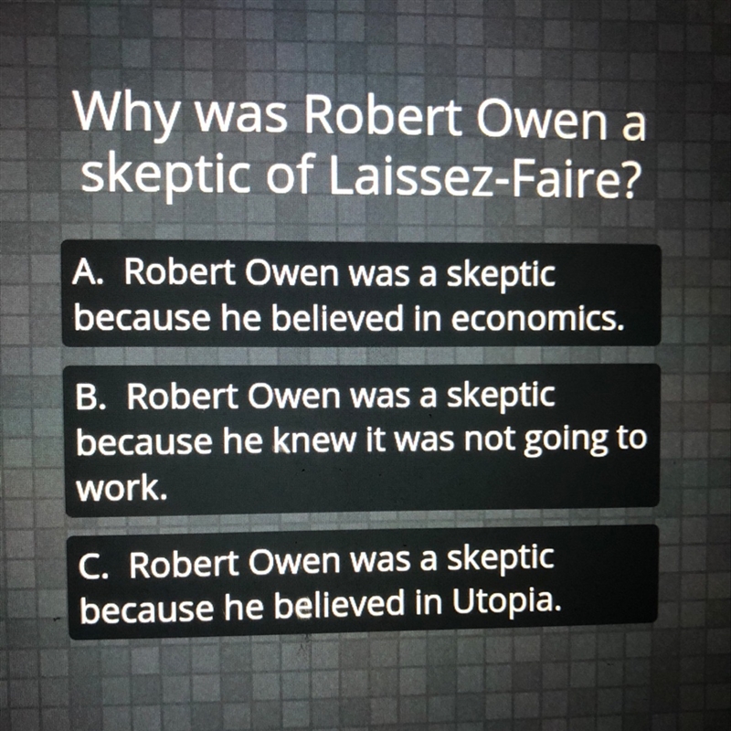 Why was robert owen a skeptic of laissez-faire-example-1