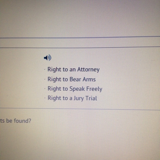 Where can all of these rights be found? A) first amendment B) fifth amendment C) The-example-1