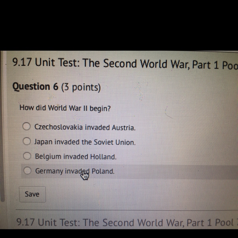 How did WW11 begin? I need help with one of my questions for school. It’s due in 15 minutes-example-1