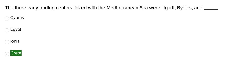 What three early trading centers linked with the Mediterranean Sea were ugarit, Byblos-example-1