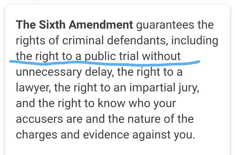 The Sixth Amendment protects the right of people accused of a crime to 1. see a search-example-1