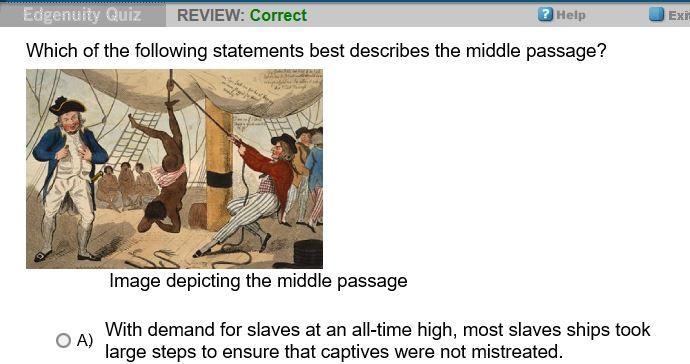 Which of the following best describes the Middle Passage? A. with demand for slaves-example-1