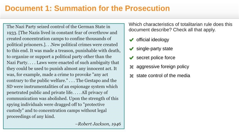 Characteristic of totalitarian or democratic rule, then place it under the correct-example-1