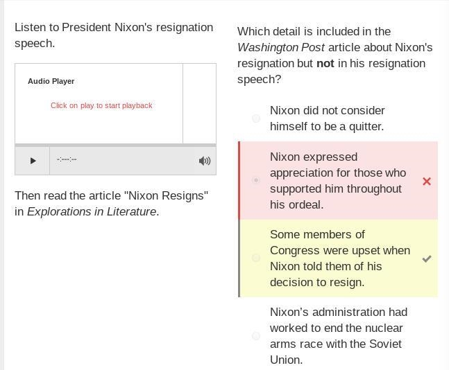 Which detail is included in Nixon’s resignation speech but not in the Washington Post-example-1