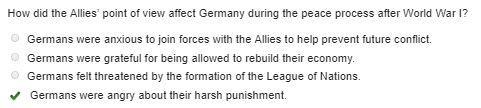 How did the Allies’ point of view affect Germany during the peace process after World-example-1