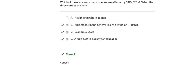 Which of these are ways that societies are affectedby STDs/STIs? Select the three-example-1