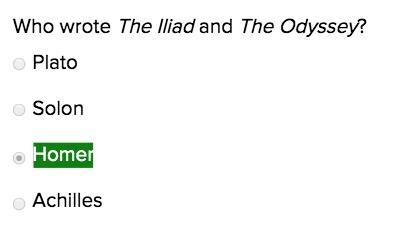 Who wrote the Iliad and the Odyssey? Homer Herodotus Socrates Plato-example-1