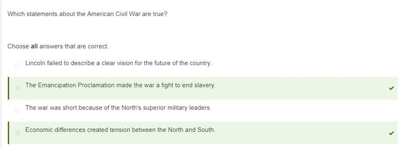 Which statements about the American Civil War are true Choose ALL answers that are-example-1