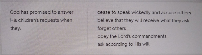 ﻿NEED HELP NOW!!! God has promised to answer His children's requests when they: cease-example-1