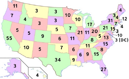 The above map shows Electoral College votes based on 2000 Census data. What do the-example-1