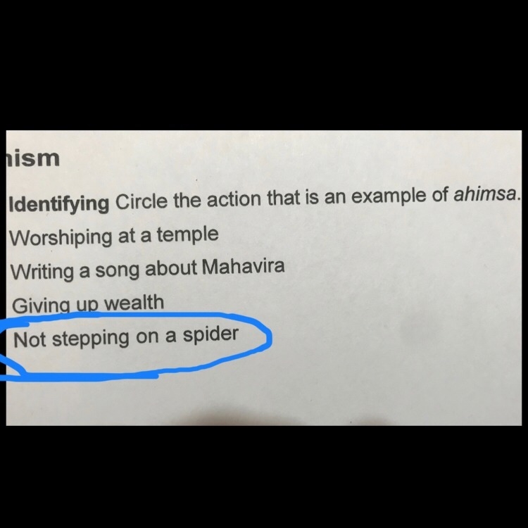 Circle the action that is an example of ahimsa.-example-1