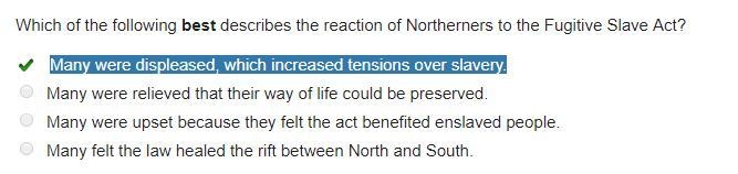 What statement best describes northern reactions to the fugitive slave act?-example-1