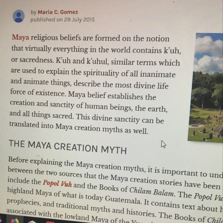 According to the Mayan religion, what were humans made from-example-1