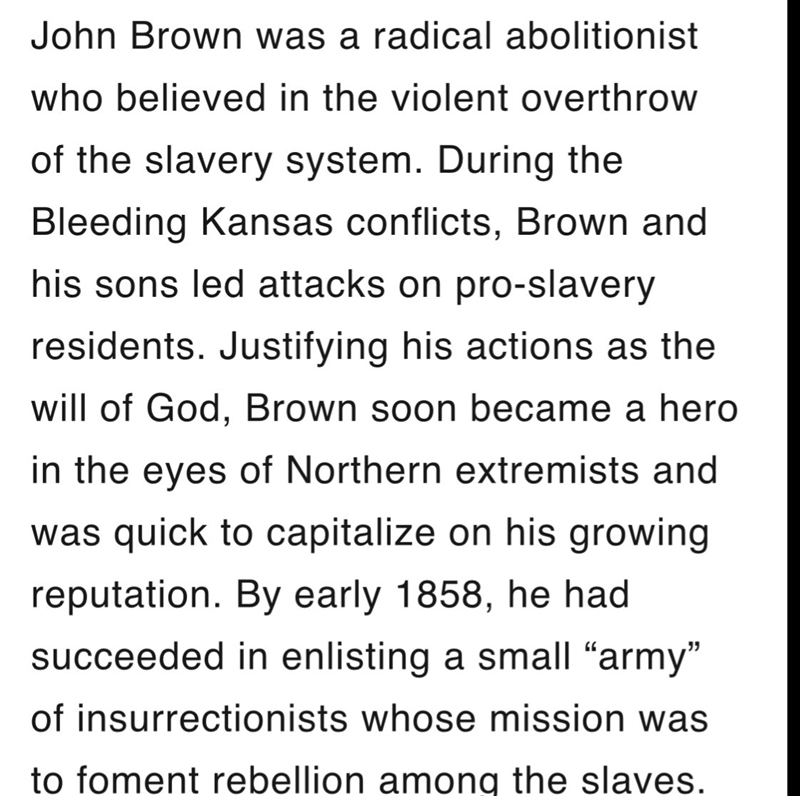 What was john browns final plan to stop slavery? What goes wrong?-example-1