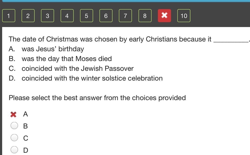 The date of Christmas was chosen by early Christians because it what-example-1