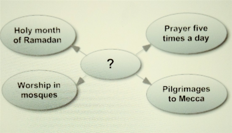 Which phrase best completes the diagram? A. Features of Hinduism B. Features of Christianity-example-1