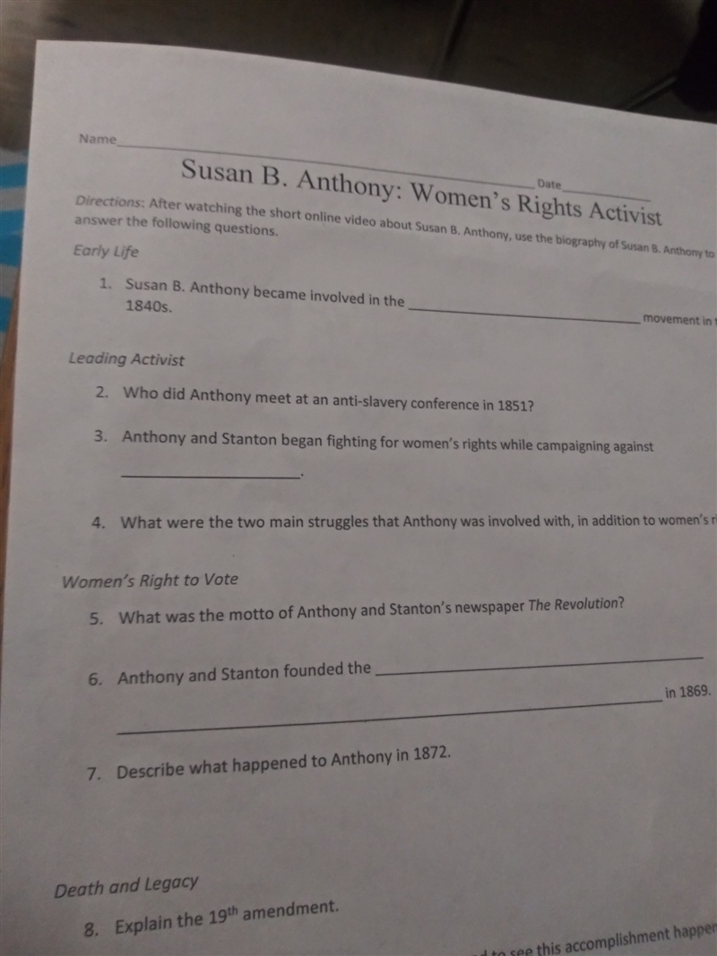 Susan B. Anthony became involved in the-example-1