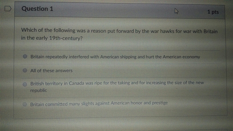 which of the following was a reason put foward by the war hawks for war with britain-example-1