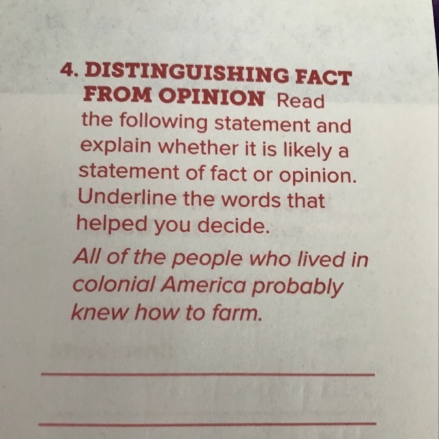 All of the people who lived in colonial America probably knew how to farm. Is this-example-1