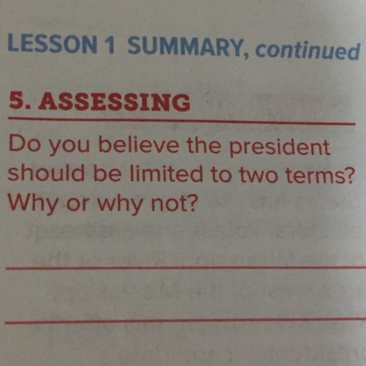 Do you believe the president should be limited to two terms?-example-1