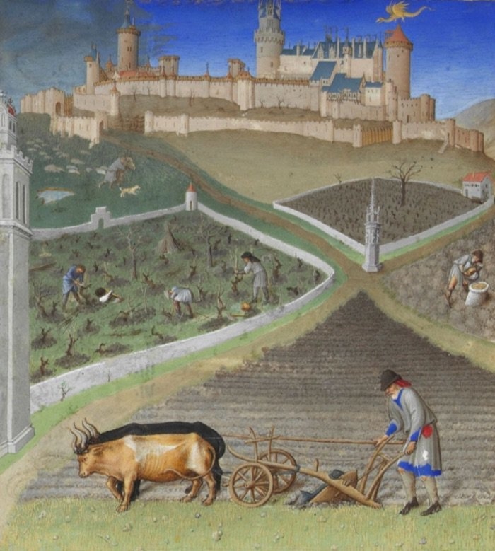 This image depicts a feudal manor in Europe during the Middle Ages. How did the manorial-example-1