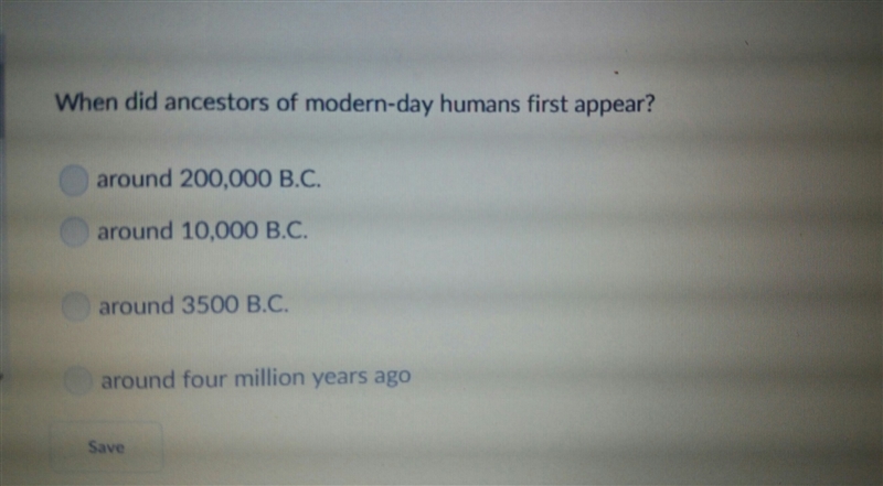 When did the ancestors of modern-day humans first appear-example-1