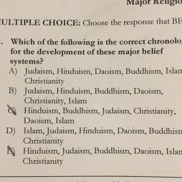 Which of the following is the correct chronology for the development of these major-example-1