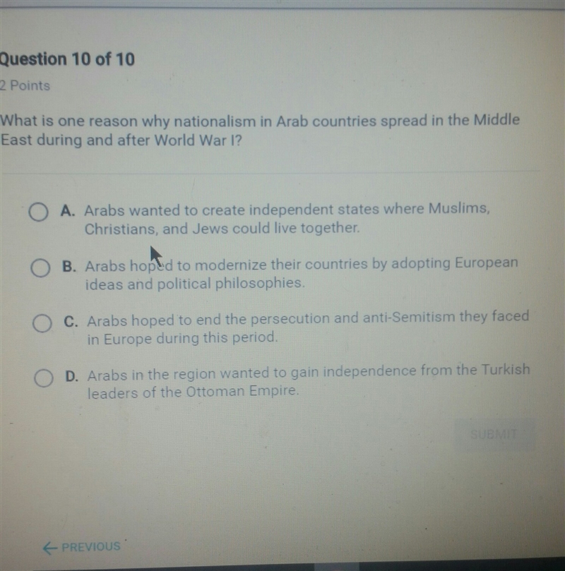 what is one reason why nationalism in Arab countries spread in the Middle East during-example-1