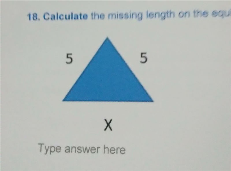 Calculate the missing length on the equilateral triangle-example-1