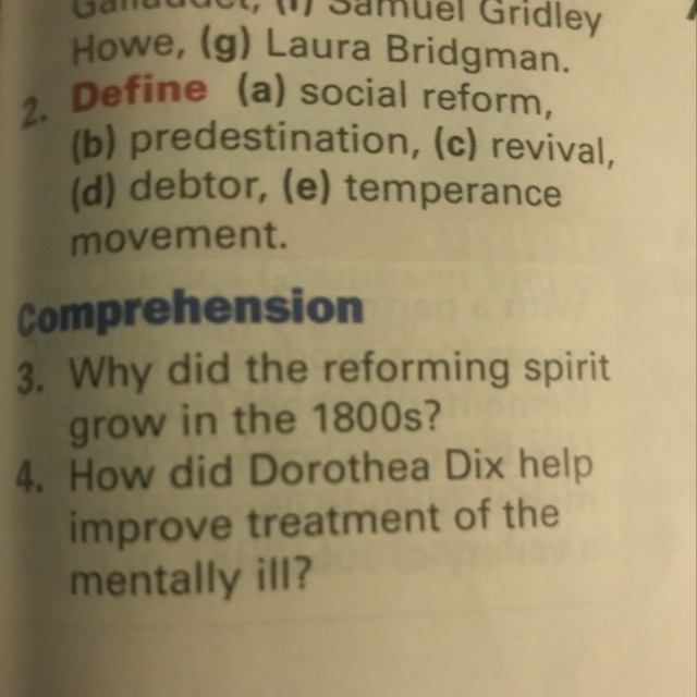 Why did the reforming spirit grow in the 1800s-example-1