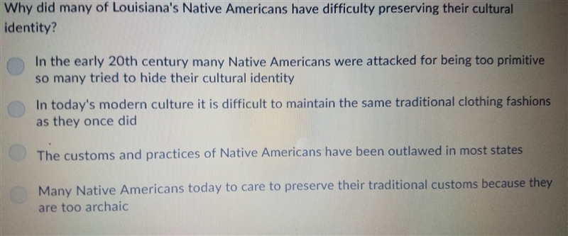 Why did many of the Louisiana Native Americans have difficulty preserving their cultural-example-1