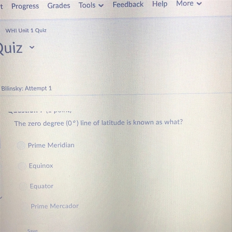 The zero degree line of latitude is know as ??-example-1