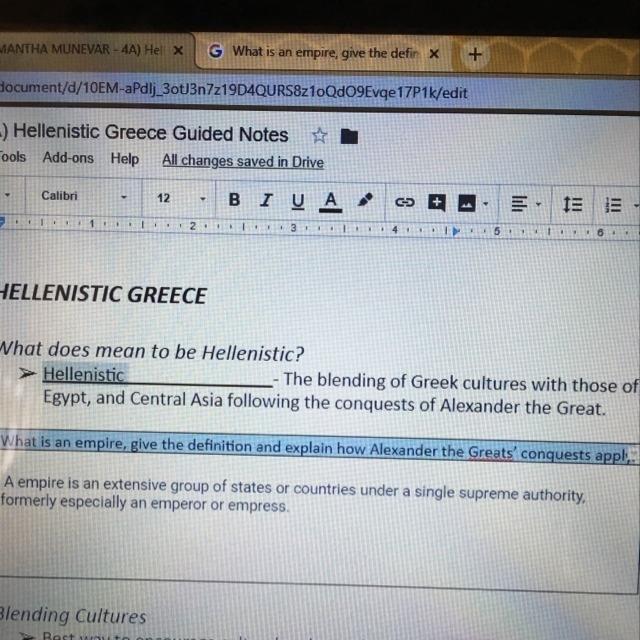 What is a empire , give the definition and explain how Alexander the Greats conquest-example-1