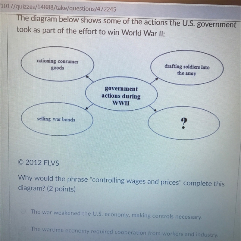 Why would the phase “ controlling wages and prices “ complete this diagram ?-example-1